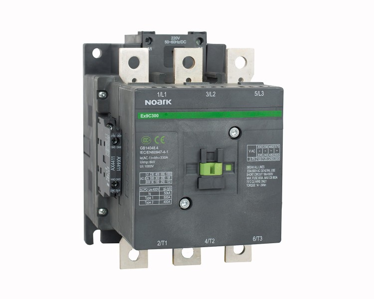 Stycznik, 3-bieg., 300A AC-3, nap. cewki 127V AC/DC, 2NO+2NC wbudowane styki pomocnicze Ex9C300 22 3P 127V AC/DC 106281 Noark przemysłowy