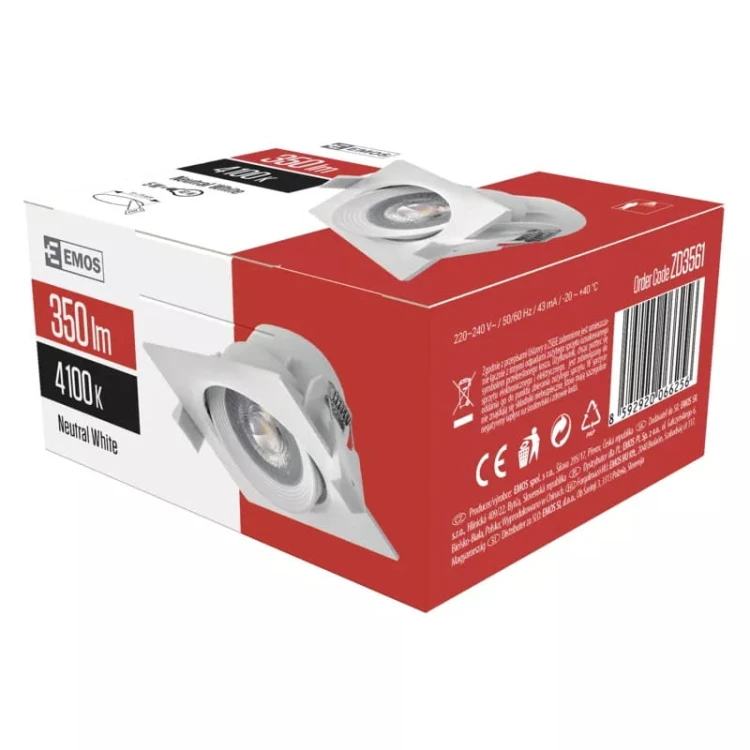 Oczko sufitowe LED kwadratowe 5W MONI LED D 03861 Struhm Ideus 3000K/4300K/6500K wpuszczane do zabudowy sufitu podwieszanego lampa oprawa ciepła dzienna neutralna zimna biel biały