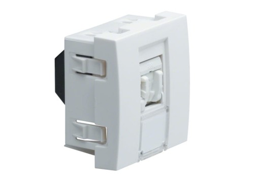 Gniazdo telefoniczne pojedyncze białe Systo RJ11 RJ12 WS201 Hager Polo z polem opisowym RJ11/RJ12 do telefonu 2M 2 moduły do koryt koryta korytka