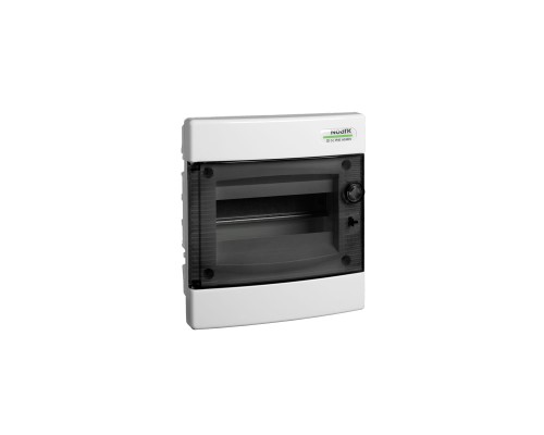 Plastikowa obudowa instalacyjna, przezroczyste drzwi, przystosowane do ścian pustych, podtynkowa, IP40, 1 rząd, 8 modułów 106165 Noark rozdzielnica p/t