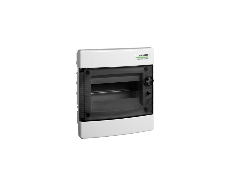 Plastikowa obudowa instalacyjna, przezroczyste drzwi, przystosowane do ścian pustych, podtynkowa, IP40, 1 rząd, 8 modułów 106165 Noark rozdzielnica p/t