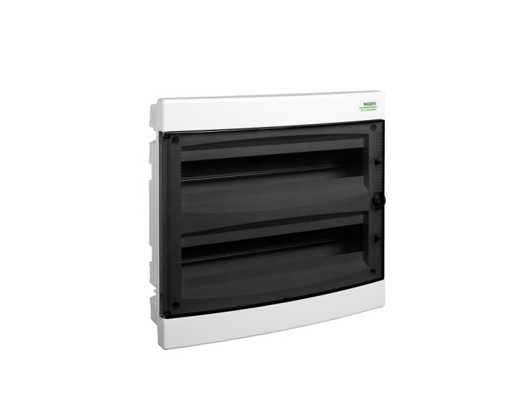 Plastikowa obudowa instalacyjna, przezroczyste drzwi, przystosowane do ścian pustych, podtynkowa, IP40, 2 rzędy, 2x18 modułów 106169 Noark rozdzielnica p/t
