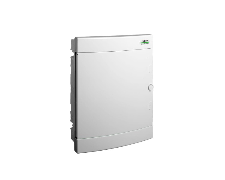 Plastikowa obudowa instalacyjna, białe drzwi, przystosowane do ścian pustych, podtynkowa, IP40, 2 rzędy, 2x12 modułów 106174 Noark rozdzielnica p/t