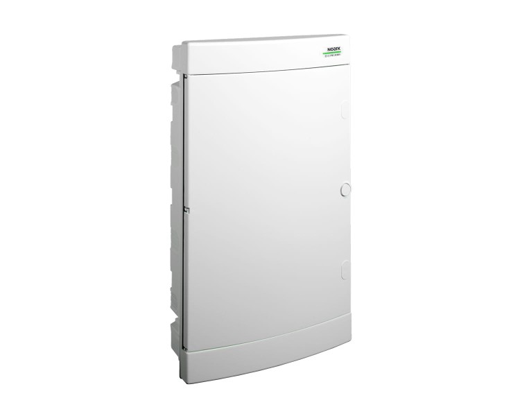Plastikowa obudowa instalacyjna, białe drzwi, przystosowane do ścian pustych, podtynkowa, IP40, 3 rzędy, 3x18 modułów 106203 Noark rozdzielnica p/t