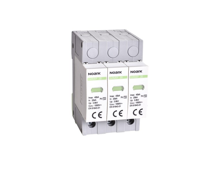 Ogranicznik przepięć SPD Ex9UEP, typ II, 1000 V DC, 3 moduły szer., dla nieuziemionych systemów PV 112906 Noark do fotowoltaiki
