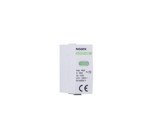 Wymienna wkładka do ogranicznika przepięć Ex9UEP 20 1P 750, z wbudowanym stykiem pomoc., typ I+II, 750 V DC, 2 moduły szer. 111776 Noark do fotowoltaiki