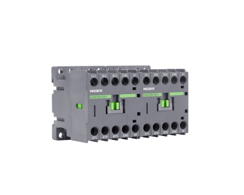 Stycznik miniaturowe nawrotny, 3-bieg., 12A AC-3, nap. cewki 110 V AC, 1 NC wbudowany styk pomocniczy Ex9CSR12 01 3P 110V 104623 Noark
