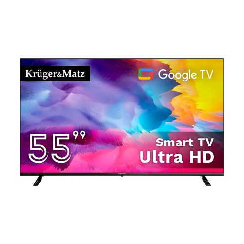 Telewizor Kruger&Matz 55" UHD Google TV  DVB-T2/T/C  H.265  HEVC KM0255UHD-SA