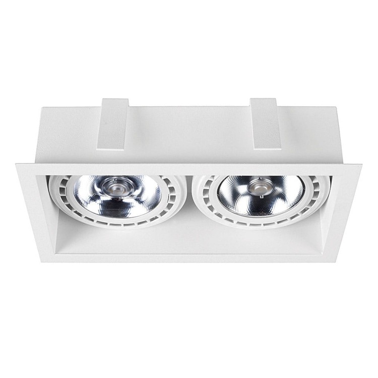 Lampa sufitowa podtynkowa punktowa MOD WHITE II 9412 NOWODVORSKI Lighting 2x GU10 ES111 Downlight oświetleniowa nowoczesna sufitowa metal biała do regipsu podwójna Inspiracje Premium