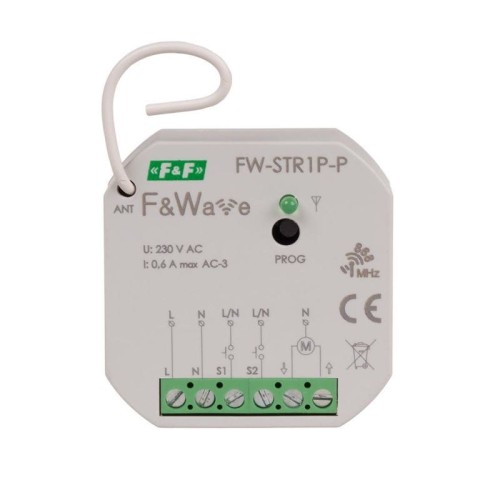 Radiowy sterownik rolet 230V do puszki montażowej Ø60 85÷265V AC/DC, multifunkcyjny, do montażu podtynkowego FW-STR1P-P F&F