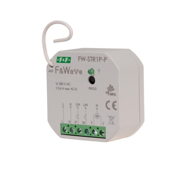 Radiowy sterownik rolet 230V do puszki montażowej Ø60 85÷265V AC/DC, multifunkcyjny, do montażu podtynkowego FW-STR1P-P F&F