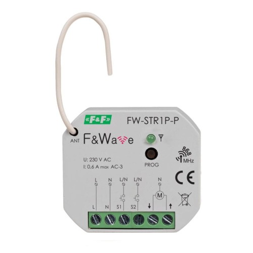 Radiowy sterownik rolet 230V do puszki montażowej Ø60 85÷265V AC/DC, multifunkcyjny, do montażu podtynkowego FW-STR1P-P F&F