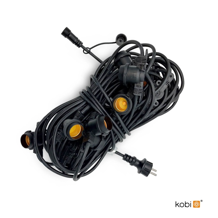 Lampki ogrodowe Girlanda Łańcuch Party 20m 20 x LED E27 do Ogrodu wymienne Żarówki KTMA20M20G MIMOSA Kobi Dekoracyjny IP44 20xE27 Dekoracja sznur czarny