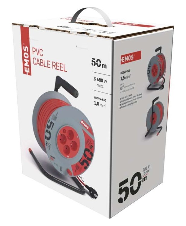 Przedłużacz bębnowy otwarty 4 gniazda 50m zwijany 3x1,5 P19450 Emos