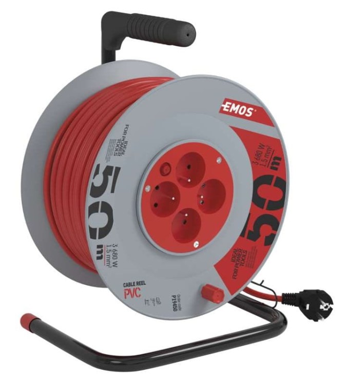 Przedłużacz bębnowy otwarty 4 gniazda 50m zwijany 3x1,5 P19450 Emos
