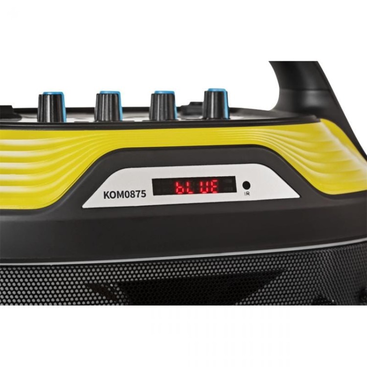 Głośnik Bluetooth USB AUX FM microSD KOM0875 Quer Przenośny bezprzewodowy MP3 Radio Karaoke Mikrofon czarno-żółty czarny