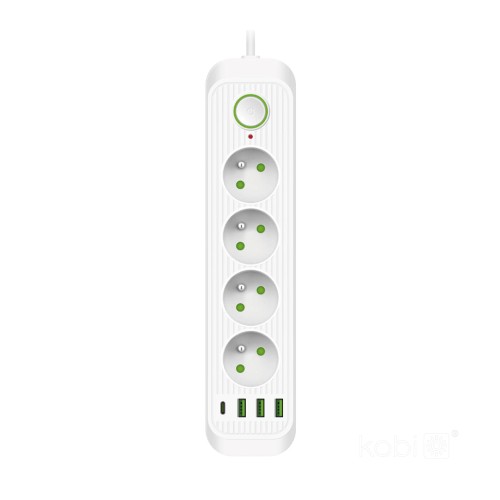 Przedłużacz elektryczny KOBI CONNECTO 4-gniazda 5m z uziemieniem i wyłącznikiem + 4xUSB KDSN00000024 Kobi