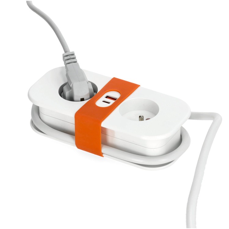 Przedłużacz elektryczny FLOWFLEXER ORANGE 2-gniazda 1,4m z uziem. + 2xUSB biały KDSN00000033 Kobi