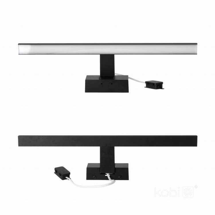 Lampa ścienna łazienkowa nad lustro Oprawa LED LUMIREFLECT 8W barwa NEUTRALNA KDSN00000030 Kobi IP44 kinkiet łazienkowy obrazowy do łazienki czarny czarna