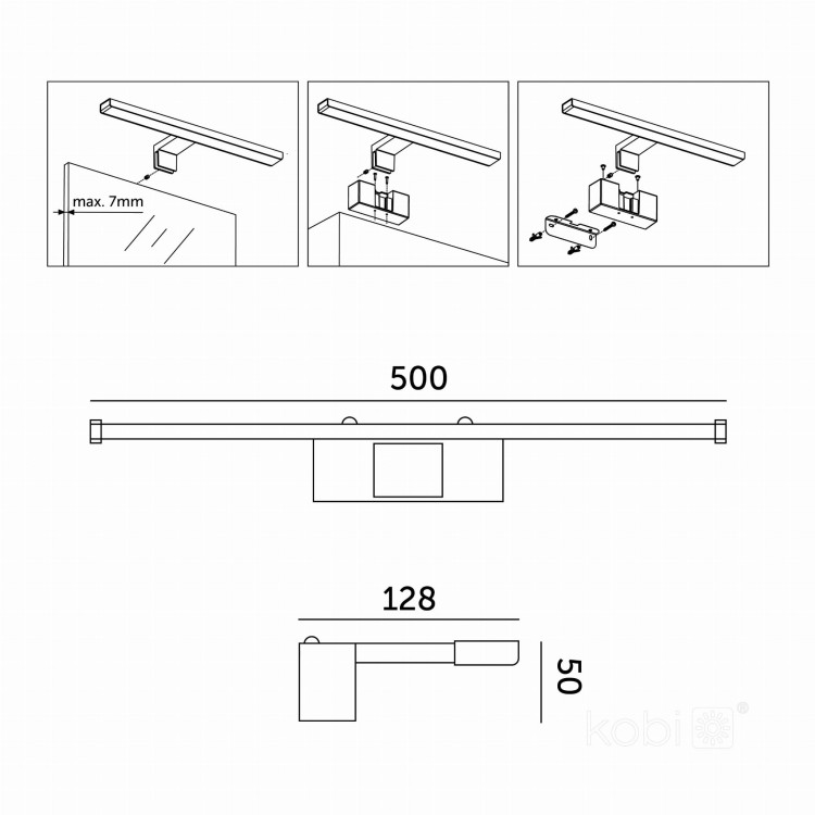 Lampa ścienna łazienkowa nad lustro Oprawa LED LUMIREFLECT 10W barwa NEUTRALNA KDSN00000031 Kobi IP44 kinkiet łazienkowy obrazowy do łazienki czarny czarna