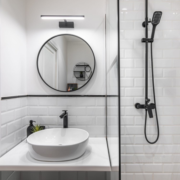 Lampa ścienna łazienkowa nad lustro Oprawa LED LUMIREFLECT 10W barwa NEUTRALNA KDSN00000031 Kobi IP44 kinkiet łazienkowy obrazowy do łazienki czarny czarna