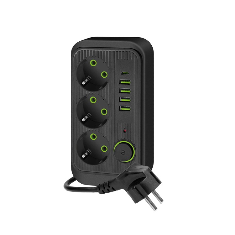 Przedłużacz elektryczny KOBI LINEA PRO 3-gniazda 5m z uziemieniem i wył. + 5xUSB  czarny KGLPZW3U5D5C Kobi