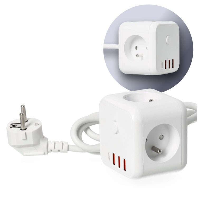 Przedłużacz elektryczny KOBI LINEA PRO CUBE C 3-gniazda 1,5m z uz. i wył. + 4xUSB KGLCZW3U4D1B Kobi kostka