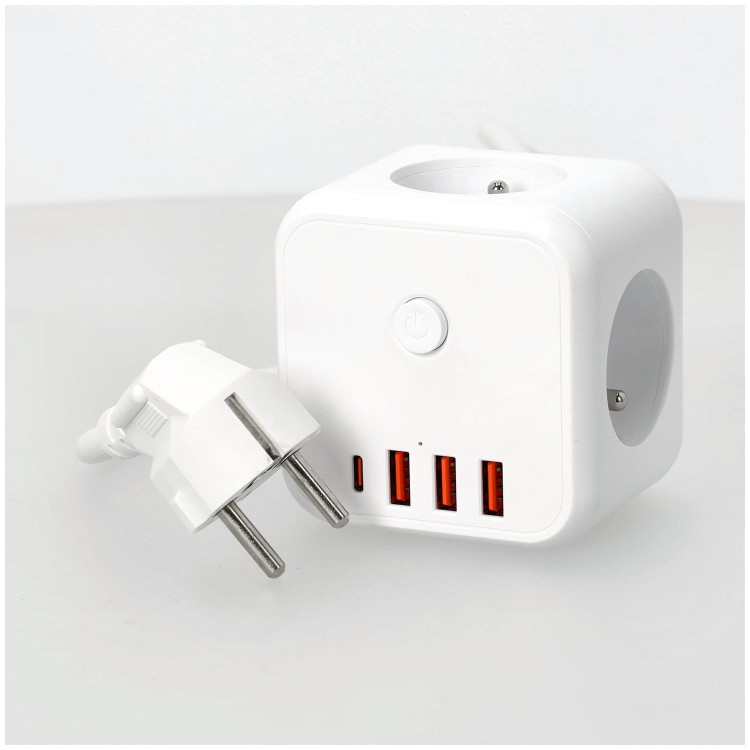 Przedłużacz elektryczny KOBI LINEA PRO CUBE C 3-gniazda 1,5m z uz. i wył. + 4xUSB KGLCZW3U4D1B Kobi kostka