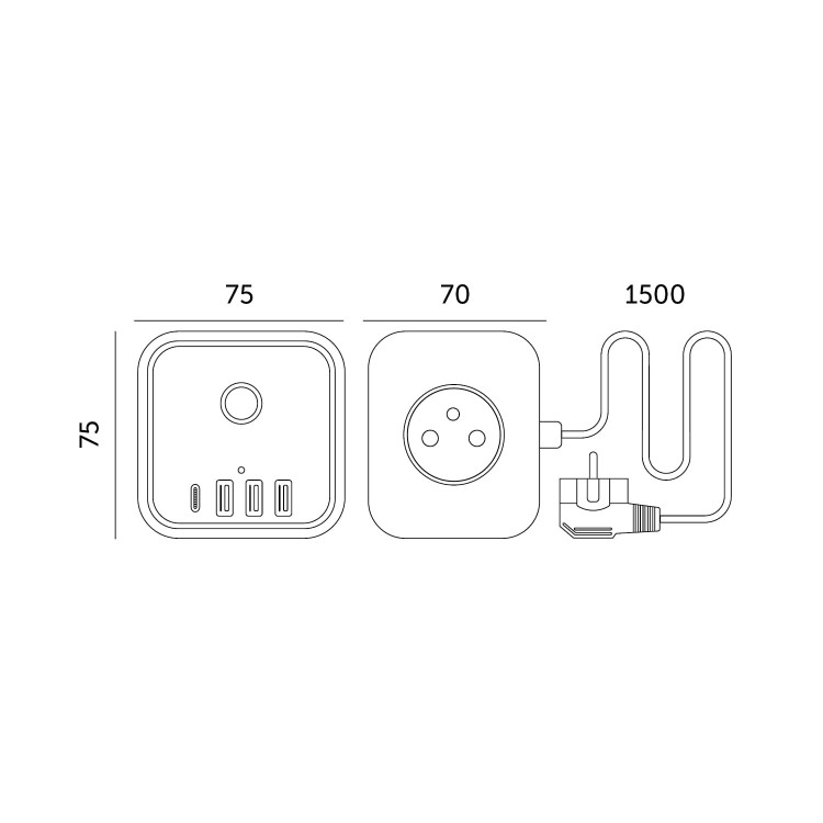 Przedłużacz elektryczny KOBI LINEA PRO CUBE C 3-gniazda 1,5m z uz. i wył. + 4xUSB KGLCZW3U4D1B Kobi kostka