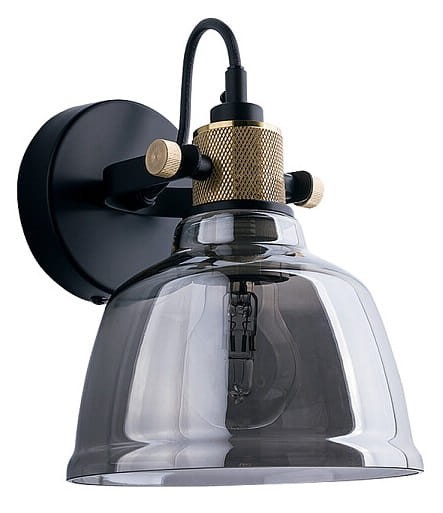 Lampa ścienna Kinkiet Industrialny Loft AMALFI I SMOKED 9154 NOWODVORSKI Lighting E27 nowoczesna oprawa oświetleniowa metalowy szklana metalizowana mosiądz ze srebrnym pojedynczy Inspiracje Premium