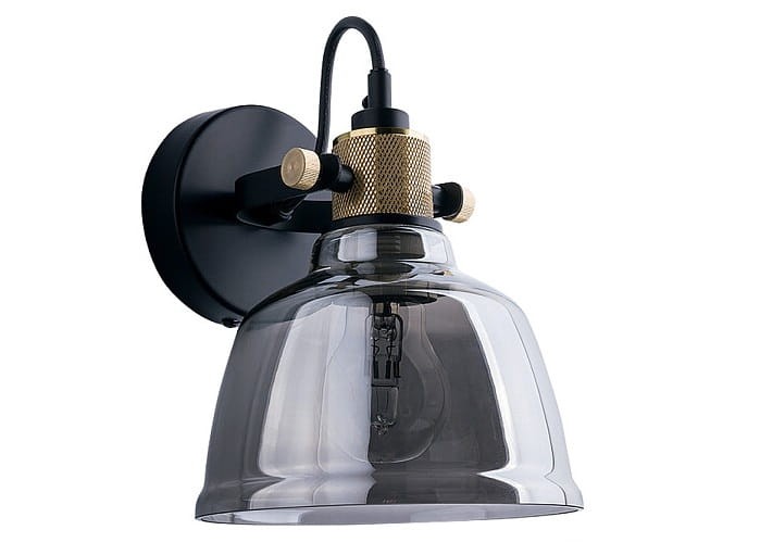 Lampa ścienna Kinkiet Industrialny Loft AMALFI I SMOKED 9154 NOWODVORSKI Lighting E27 nowoczesna oprawa oświetleniowa metalowy szklana metalizowana mosiądz ze srebrnym pojedynczy Inspiracje Premium