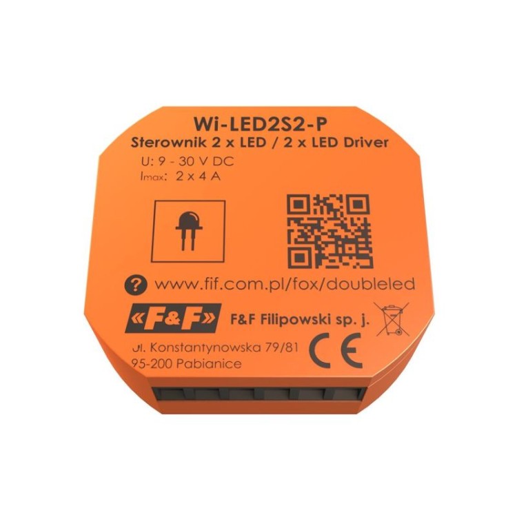 DOUBLE LED 2 kanałowy sterownik oświetlenia LED 12/24V Wi-Fi WI-LED2S2-P F&F FOX