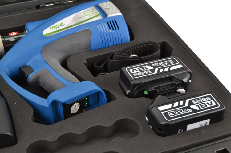 Praska elektrohydrauliczna ze szczękami i walizką 16-300mm 60kN DK60E Tracon Electric Prasa Zaciskarka akumulatorowa 18V 2× Li-ion 3200mAh 350° elektryczna z końcówkami na akumulator do zaciskania przewodów