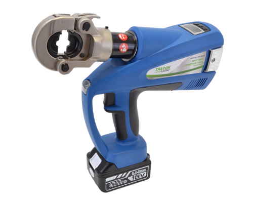 Praska elektrohydrauliczna ze szczękami i walizką 16-300mm 60kN DK60E Tracon Electric Prasa Zaciskarka akumulatorowa 18V 2× Li-ion 3200mAh 350° elektryczna z końcówkami na akumulator do zaciskania przewodów