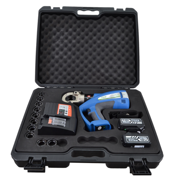 Praska elektrohydrauliczna ze szczękami i walizką 16-300mm 60kN DK60E Tracon Electric Prasa Zaciskarka akumulatorowa 18V 2× Li-ion 3200mAh 350° elektryczna z końcówkami na akumulator do zaciskania przewodów