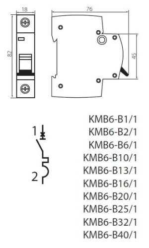 Wyłącznik nadmiarowo-prądowy KMB6-B6/1 23144 Kanlux