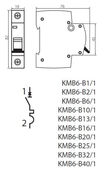 Wyłącznik nadmiarowo-prądowy KMB6-B6/1 23144 Kanlux