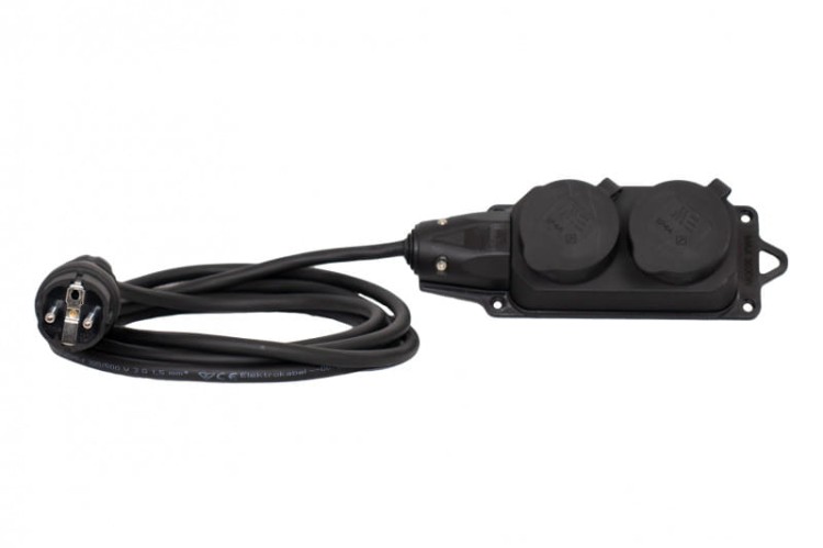Przedłużacz listwowy gumowy 2x230V(2x2P+Z)  OPD (H07RN-F) 3x1,5-15m 22977-4 F-Elektro