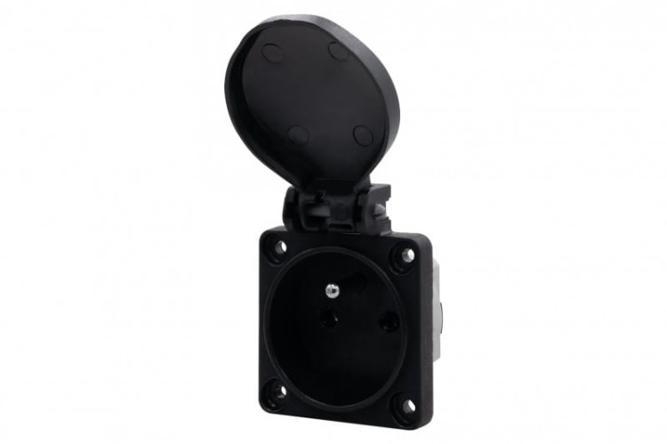 Gniazdo tablicowe 16A 250V 2P+Z  IP44 - B czarne 71091 F-Elektro