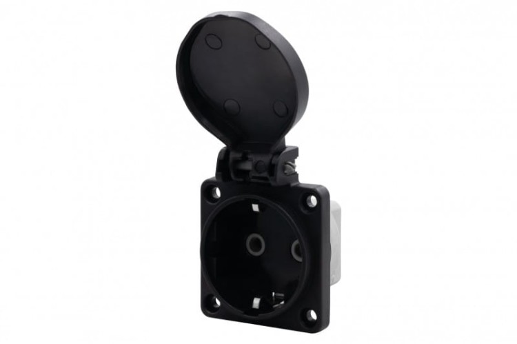 Gniazdo tablicowe 16A 250V 2P+Z  IP44 SCHUKO czarne 71092 F-Elektro