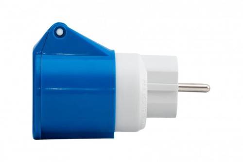 Adapter kempingowy wtyk 230V Uni-schuko, gniazdo 16A 3p przemysłowe IP44 73001 F-Elektro