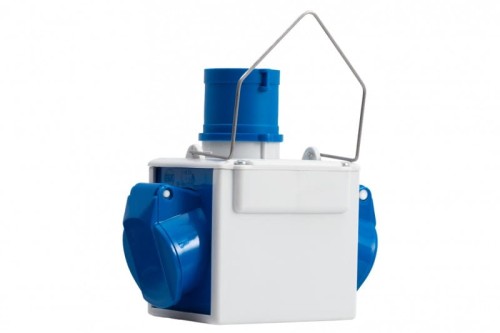 Adapter kempingowy wtyk 16A 3p przemysłowy, gniazdo 2x16A 3P przemysłowe IP44 73105 F-Elektro