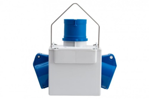 Adapter kempingowy wtyk 16A 3p przemysłowy, gniazdo 2x16A 3P przemysłowe - z uchwytem IP44  73110 F-Elektro