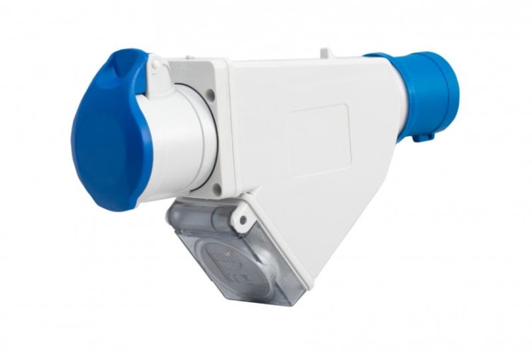 Adapter kempingowy wtyk 16A 3p przemysłowy, gniazdo 16A 3P przemysłowe, gniazdo tablicowe 230V IP44  73117 F-Elektro