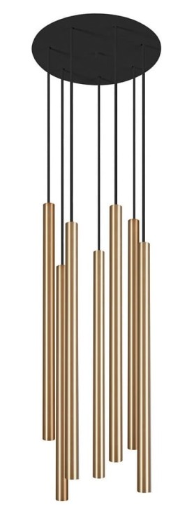 Lampa sufitowa wisząca żyrandol punktowa Industrialna LASER SOLID BRASS VII 8921 NOWODVORSKI Lighting G9 Loft nowoczesna oprawa oświetleniowa nad stół blat wyspę tuba zwis Inspiracje Premium złota mosiądz