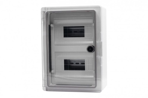 Szafa z tworzywa MP 300x400x170 mm IP65 drzwi przeźroczyste 2 rzędy 24 moduły F1.0142 F-Elektro