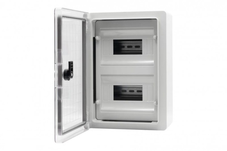 Szafa z tworzywa MP 300x400x170 mm IP65 drzwi przeźroczyste 2 rzędy 24 moduły F1.0142 F-Elektro