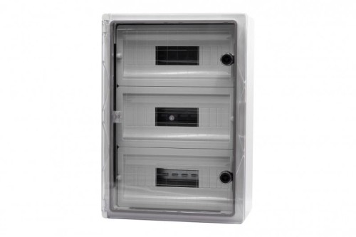 Szafa z tworzywa MP 350x500x190 mm IP65 drzwi przeźroczyste 3 rzędy 45 modułów F1.0143 F-Elektro