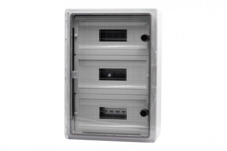 Szafa z tworzywa MP 350x500x190 mm IP65 drzwi przeźroczyste 3 rzędy 45 modułów F1.0143 F-Elektro