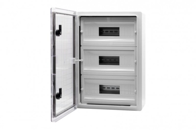 Szafa z tworzywa MP 350x500x190 mm IP65 drzwi przeźroczyste 3 rzędy 45 modułów F1.0143 F-Elektro
